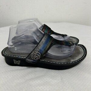 Alegria Carina Blue Rainbow Leather Thong Platform Sandals Size EU 40 US 9.5-10